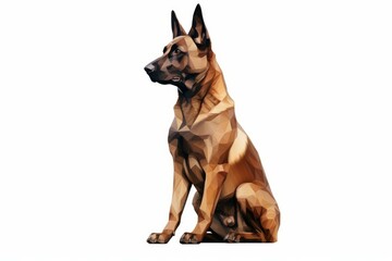 Obraz premium Geometric illustration of a belgian malinois dog sitting, showcasing a low poly design