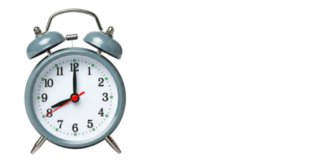 grey alarm clock, waking up, time passing PNG transparent white background isolated graphic resource cutout 300dpi