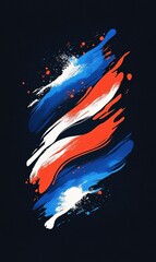 Abstract Blue  White  Orange Paint Strokes Background