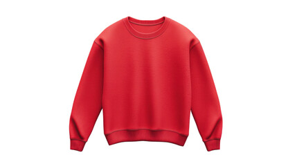 Red sweatshirt isolated on transparent background, perfect for mockups