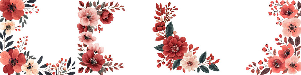 Vibrant Floral Arrangement with Red and Pink Flowers Blooming in Garden