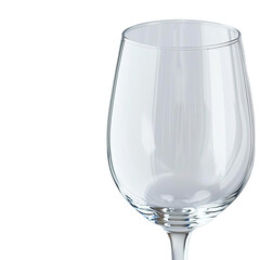 A close-up of an elegant empty wine glass on a white background, showcasing clear glass and a slender stem, perfect for dining and events.