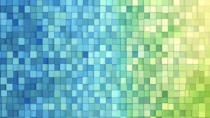 Abstract Blue And Green Square Mosaic Pattern