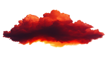 Red and orange cloud floating with transparent background