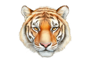 Fototapeta premium Majestic tiger portrait, a closeup view of stripes, fierce gaze, and powerful presence in wildlife photography