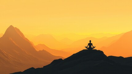 Serene Sunset Meditation in Majestic Mountain Landscape