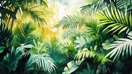 Fototapeta premium Tropical Jungle Watercolor Print