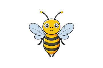 Cute Bee Flying Cartoon Vector Icon Illustration