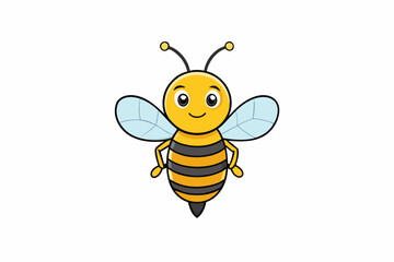 Cute Bee Flying Cartoon Vector Icon Illustration