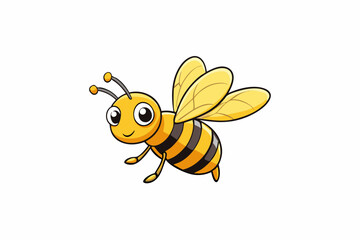 Cute Bee Flying Cartoon Vector Icon Illustration