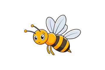 Cute Bee Flying Cartoon Vector Icon Illustration