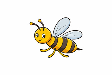 Cute Bee Flying Cartoon Vector Icon Illustration