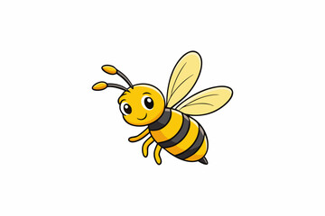 Cute Bee Flying Cartoon Vector Icon Illustration