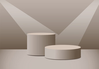 Realistic 3D cylinder podium backdrop with elegant color, curved background wall scenery. for beauty products, jewelry or watches showcase, abstract product display presentation,