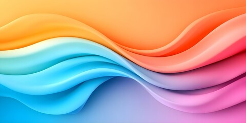 Obraz premium A vibrant gradient of flowing waves in shades of orange, blue, and pink creates a dynamic and colorful abstract design. Concept Vibrant Gradient Design, Flowing Waves, Abstract Art