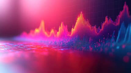 Finance business growth chart with rising statistics on a pink gradient background, minimalistic and modern, isolated on transparent background