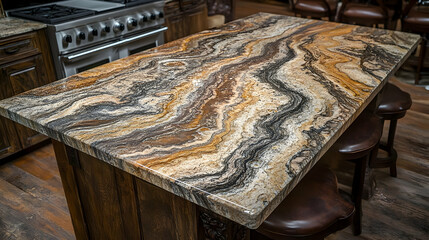 Photo - Luxurious Kitchen Island Marble Countertop Design