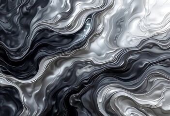 Obraz premium Abstract grayscale liquid metal swirling patterns