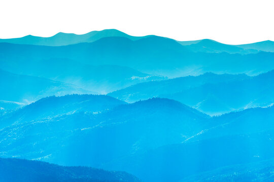 Blue mountains blue hills landscape for nature background in PNG isolated on transparent background