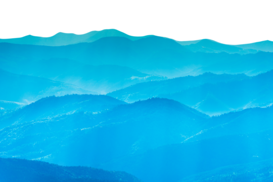 Blue mountains blue hills landscape for nature background in PNG isolated on transparent background