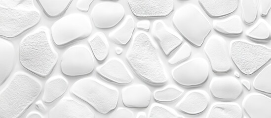 White pebble stone texture background featuring various sizes and shapes of stones with smooth surfaces in a seamless pattern for design projects.