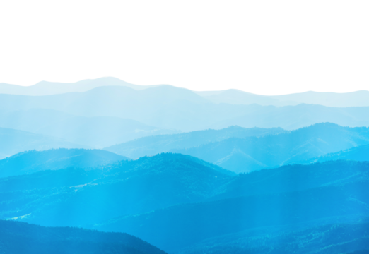 Blue mountains blue hills landscape for nature background in PNG isolated on transparent background