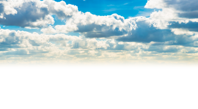 Blue sky and clouds background in PNG isolated on transparent background