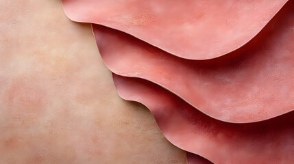 Abstract Background Illustration - Pink Wavy Shapes on Textured Peach Surface