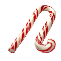 Fototapeta premium Festive red and white candy cane in a classic peppermint swirl pattern, perfect for holiday and Christmas celebrations.