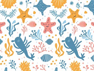 Obraz premium cream food marine animals colorful sea creature field