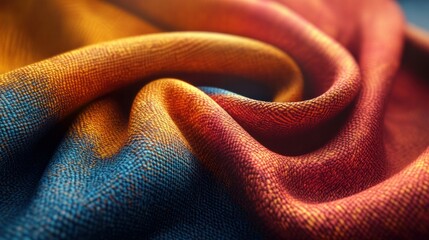 A richly colored fabric weave in 8K resolution, ambient light enhancing texture depth, with focus left open in the center.