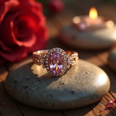 Enchanting Jewelry Showcase on Natural Stone Close-Up Elegance