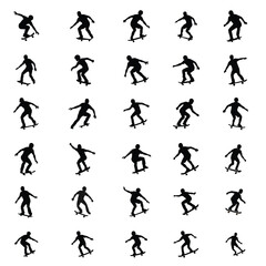 Skateboarding vector silhouette illustration.Skateboard icon silhouette vector, skateboard sport illustration.