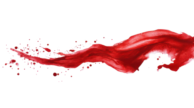 Red liquid splashing with transparent background