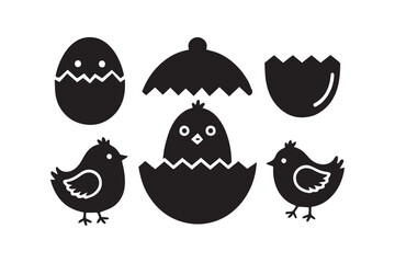 Best Chick Hatch Surprise icon set bundle  vector, silhouette, illustration