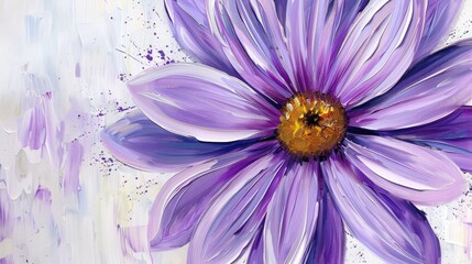Obraz premium A lavender daisy with a yellow cente