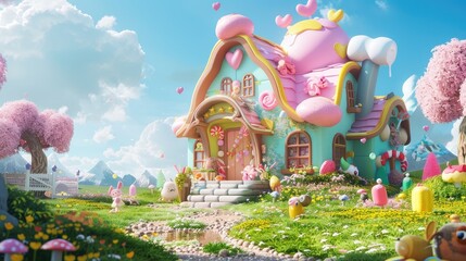 Obraz premium A cute house made of candy