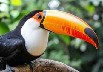 Naklejka premium A colorful bird with a long beak is perched on a branch