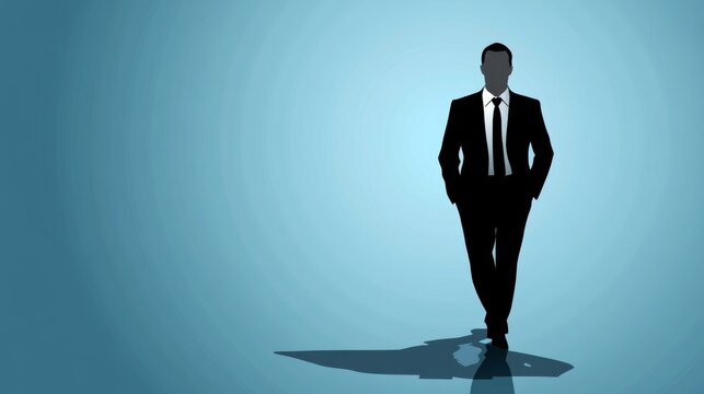 Silhouette of a Confident Businessman Walking