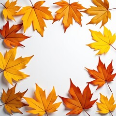 Obraz premium Autumnal Maple Leaves Frame Fall Foliage Border Thanksgiving Design White Background