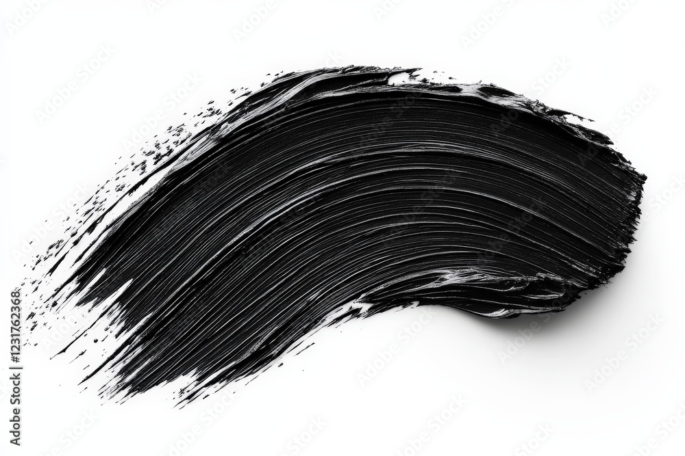 Poster unique black paint stroke on white surface captures artistic creativity and texture in minimalistic 