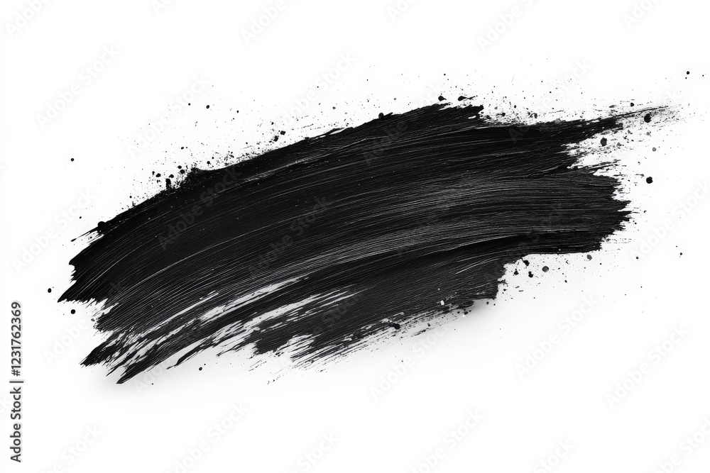 Aufkleber abstract black paint stroke with splatters on a white background showcasing artistic expression and 
