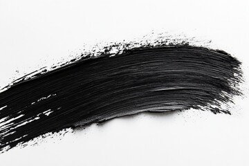 Black paint stroke across clean white canvas showcases artistic expression and creativity in modern...