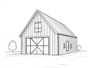 Modern Barn Style Garage Design Sketch