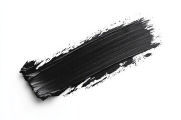 Bold black paint stroke on a white background showcasing texture and movement in an artistic composition