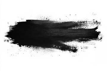 Creative black paint stroke against a white background emphasizing artistic expression and design...