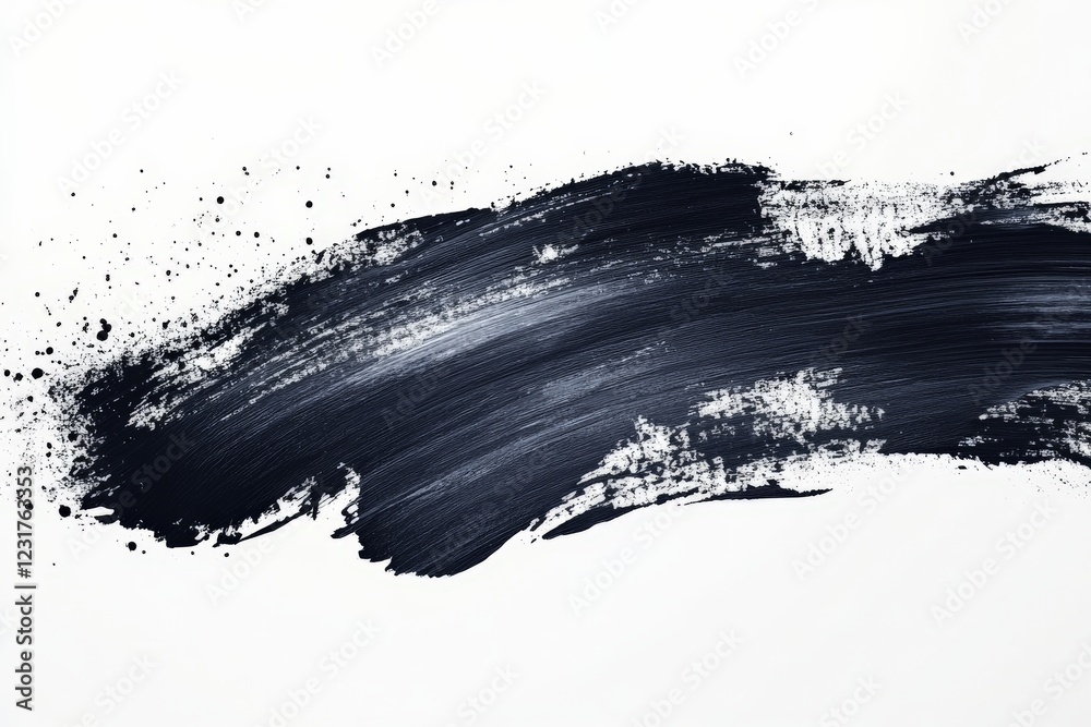 Poster Bold black and white brushstroke on canvas captures abstract art expression in modern design style