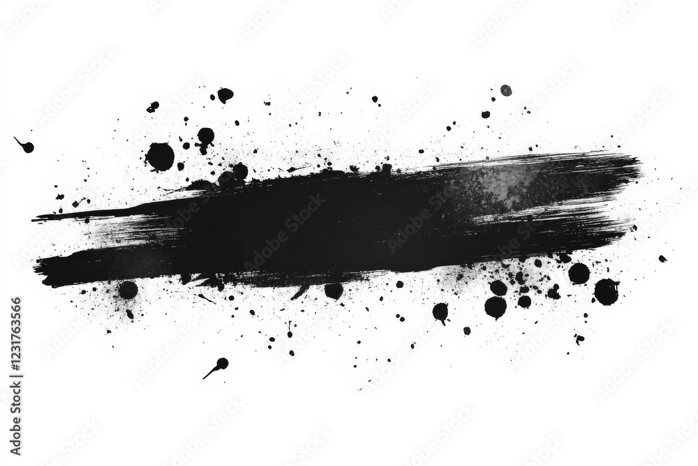 Poster artistic black paint splatter on white canvas creates a dramatic contrast showcasing expressive crea