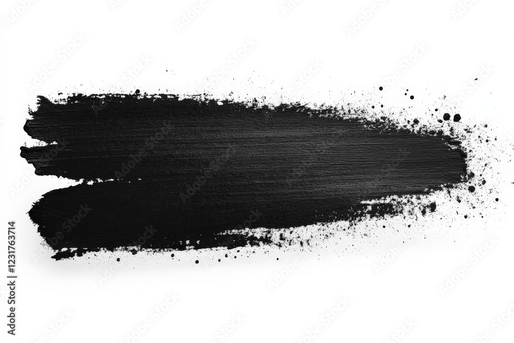 Poster black paint stroke on white background, showcasing texture and artistic expression in modern design