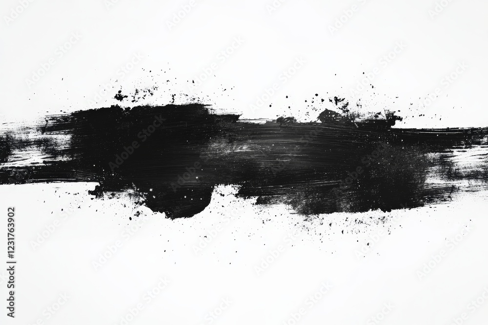 Aufkleber abstract black paint stroke on white background creating a striking contrast in contemporary art